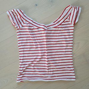 NWOT Primark Red and White Striped Crop Top